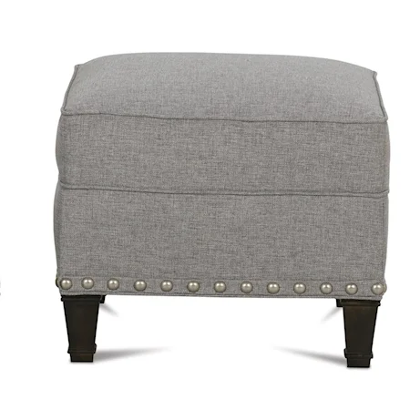 Traditional Upholstered Ottoman with Nailhead Trim